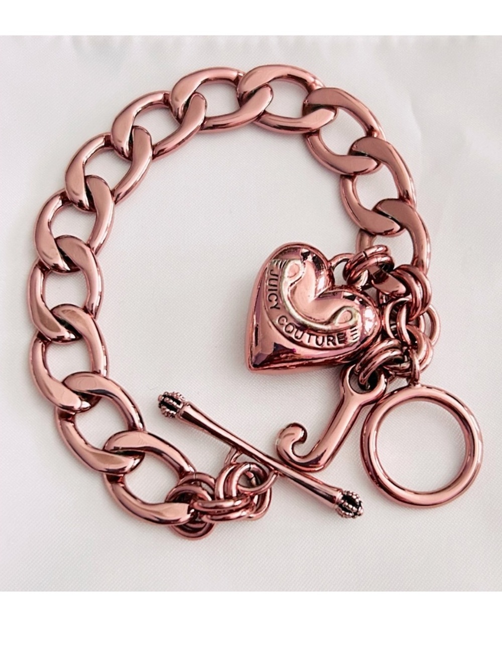 EXTREMELY RARE Juicy Couture Y2K Heart Pink Barbie Charm Bracelet